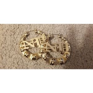 Gold golored bamboo hoop earrings